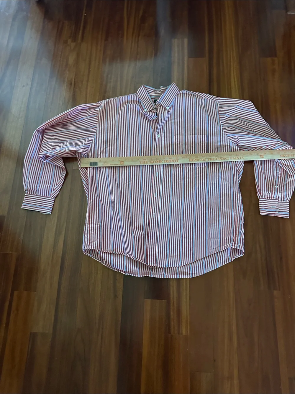 J. Crew Men’s Red and White Vertical Stripe Button-Down Shirt
